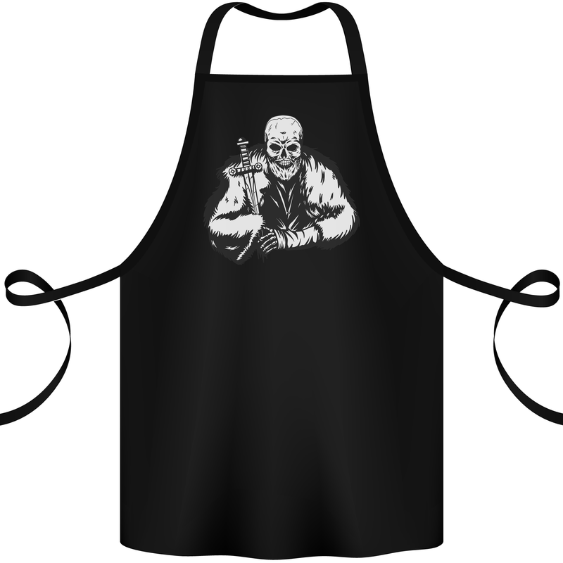 Viking Skull & Sword Thor Valhalla Cotton Apron 100% Organic Black