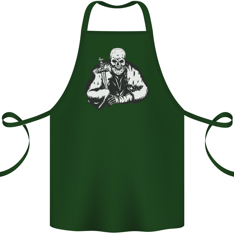 Viking Skull & Sword Thor Valhalla Cotton Apron 100% Organic Forest Green