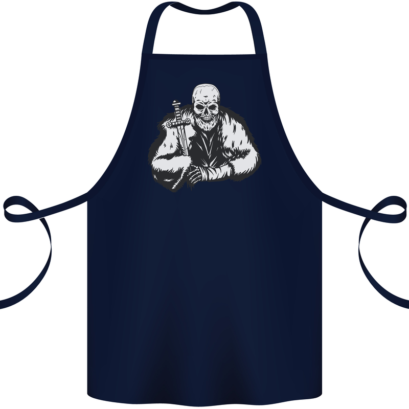 Viking Skull & Sword Thor Valhalla Cotton Apron 100% Organic Navy Blue