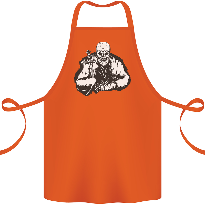 Viking Skull & Sword Thor Valhalla Cotton Apron 100% Organic Orange