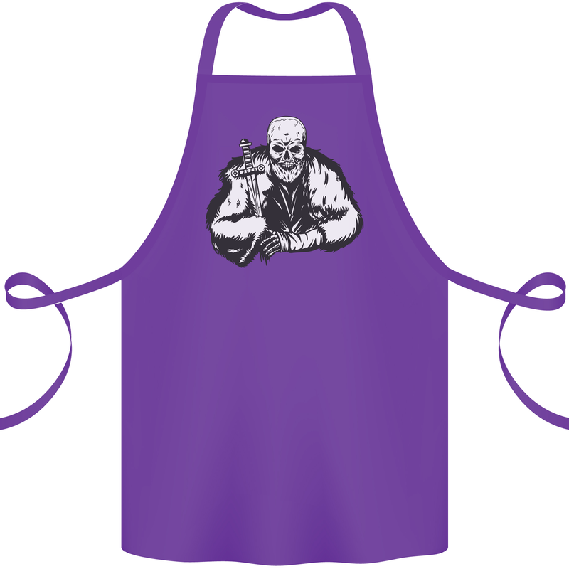 Viking Skull & Sword Thor Valhalla Cotton Apron 100% Organic Purple