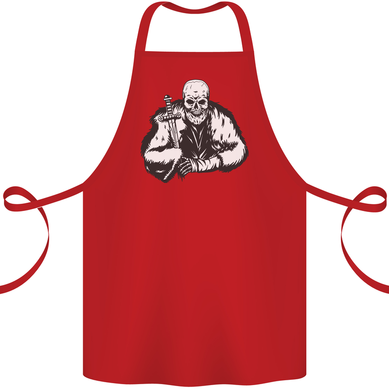 Viking Skull & Sword Thor Valhalla Cotton Apron 100% Organic Red