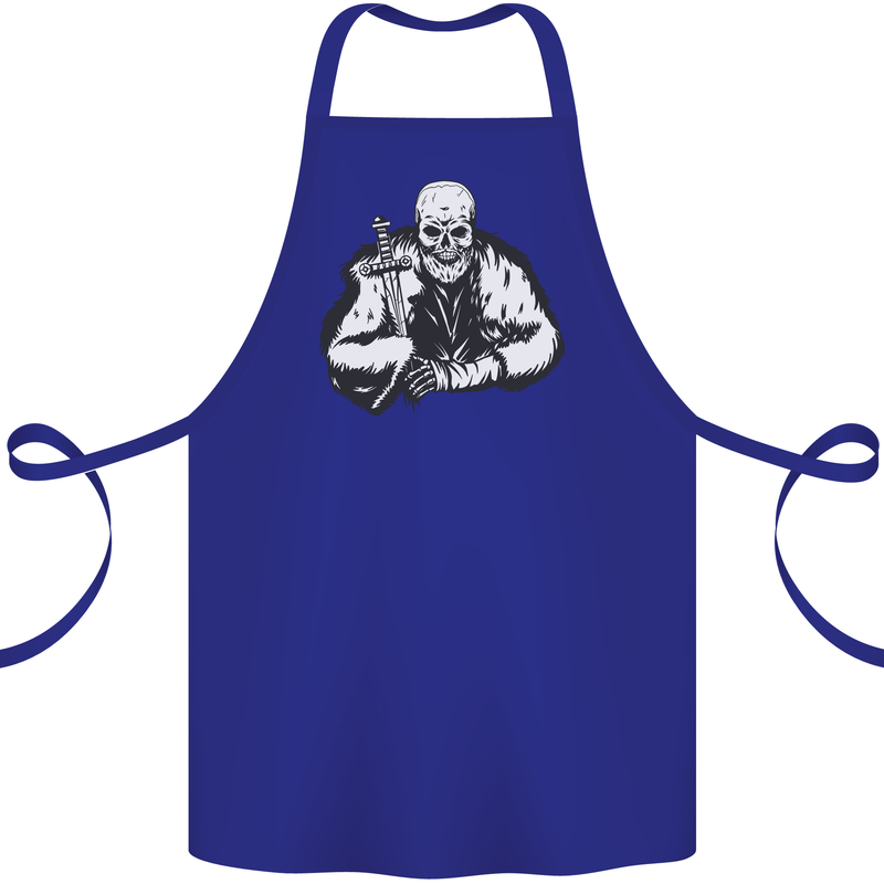 Viking Skull & Sword Thor Valhalla Cotton Apron 100% Organic Royal Blue