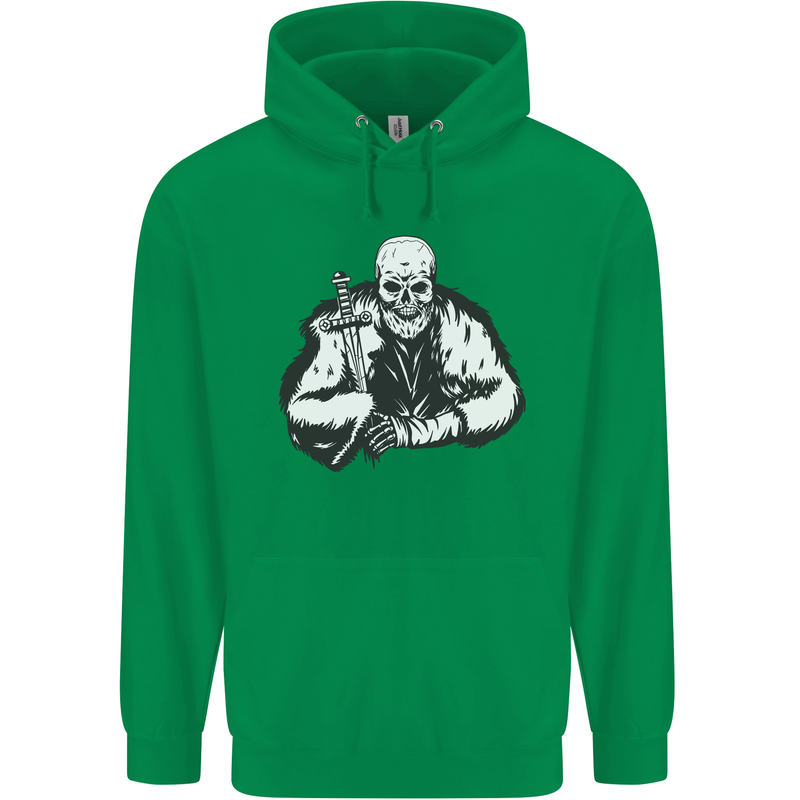 Viking Skull & Sword Thor Valhalla Mens 80% Cotton Hoodie Irish Green
