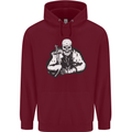 Viking Skull & Sword Thor Valhalla Mens 80% Cotton Hoodie Maroon