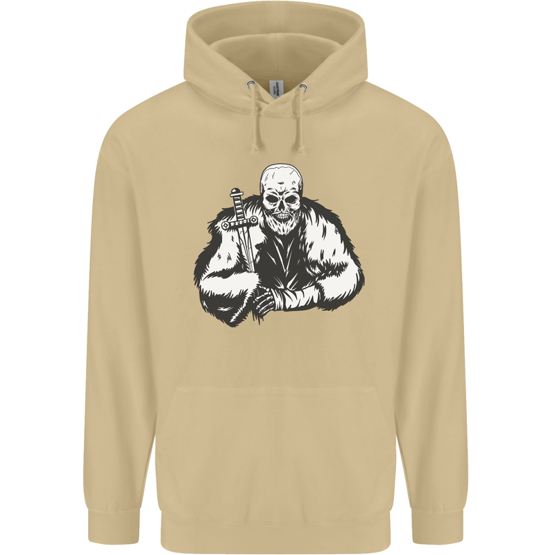 Viking Skull & Sword Thor Valhalla Mens 80% Cotton Hoodie Sand