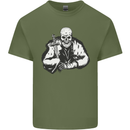 Viking Skull & Sword Thor Valhalla Mens Cotton T-Shirt Tee Top Military Green
