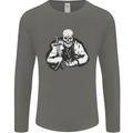 Viking Skull & Sword Thor Valhalla Mens Long Sleeve T-Shirt Charcoal