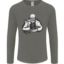 Viking Skull & Sword Thor Valhalla Mens Long Sleeve T-Shirt Charcoal