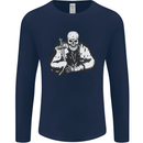 Viking Skull & Sword Thor Valhalla Mens Long Sleeve T-Shirt Navy Blue