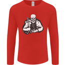 Viking Skull & Sword Thor Valhalla Mens Long Sleeve T-Shirt Red
