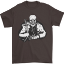 Viking Skull & Sword Thor Valhalla Mens T-Shirt Cotton Gildan Dark Chocolate