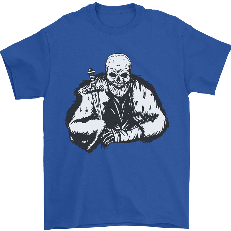 Viking Skull & Sword Thor Valhalla Mens T-Shirt Cotton Gildan Royal Blue