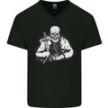 Viking Skull & Sword Thor Valhalla Mens V-Neck Cotton T-Shirt Black