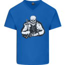 Viking Skull & Sword Thor Valhalla Mens V-Neck Cotton T-Shirt Royal Blue