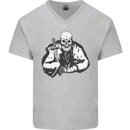 Viking Skull & Sword Thor Valhalla Mens V-Neck Cotton T-Shirt Sports Grey