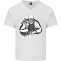 Viking Skull & Sword Thor Valhalla Mens V-Neck Cotton T-Shirt White