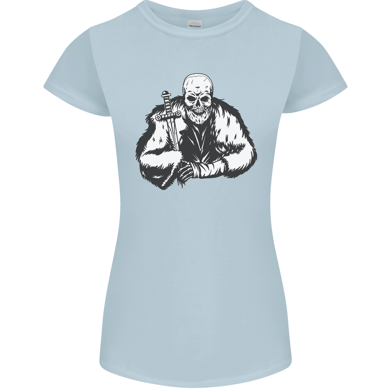 Viking Skull & Sword Thor Valhalla Womens Petite Cut T-Shirt Light Blue