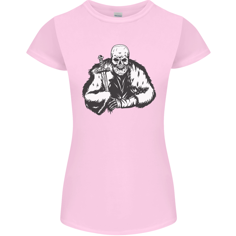 Viking Skull & Sword Thor Valhalla Womens Petite Cut T-Shirt Light Pink