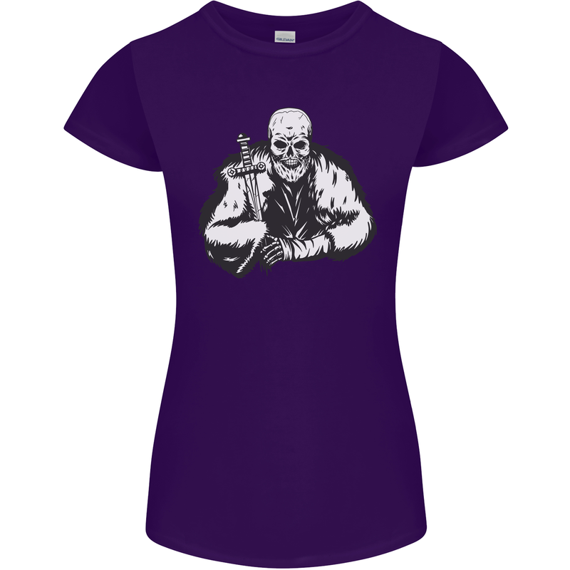 Viking Skull & Sword Thor Valhalla Womens Petite Cut T-Shirt Purple