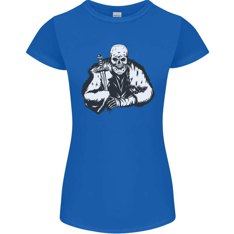 Viking Skull & Sword Thor Valhalla Womens Petite Cut T-Shirt Royal Blue
