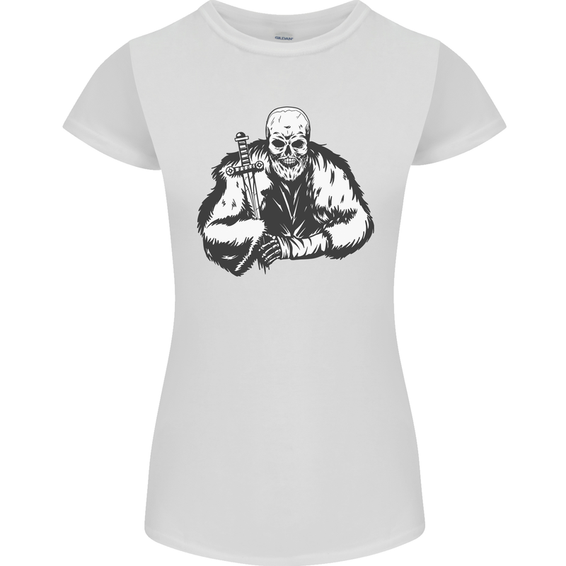 Viking Skull & Sword Thor Valhalla Womens Petite Cut T-Shirt White