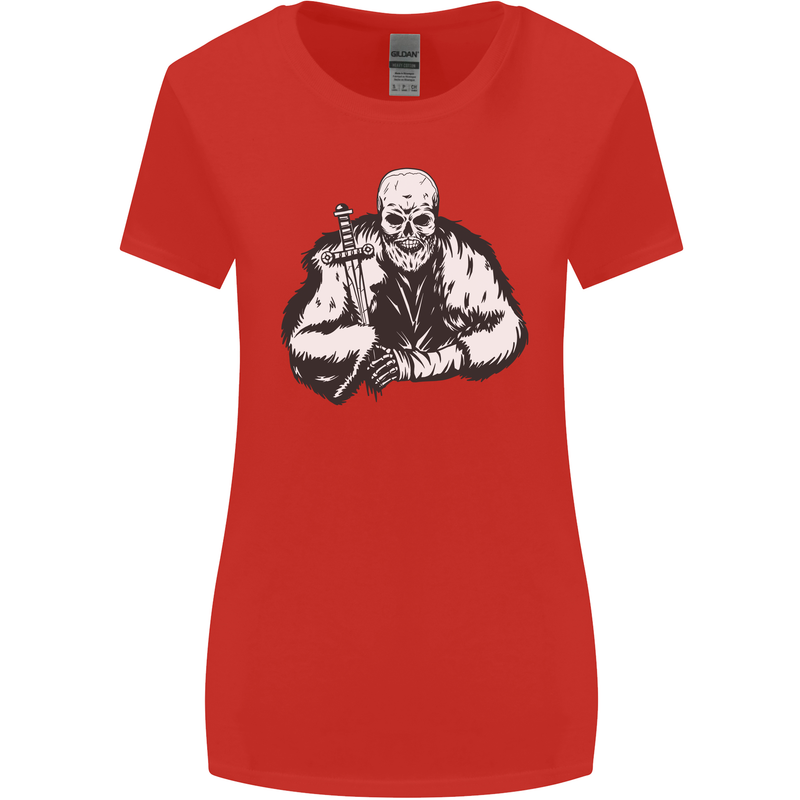 Viking Skull & Sword Thor Valhalla Womens Wider Cut T-Shirt Red