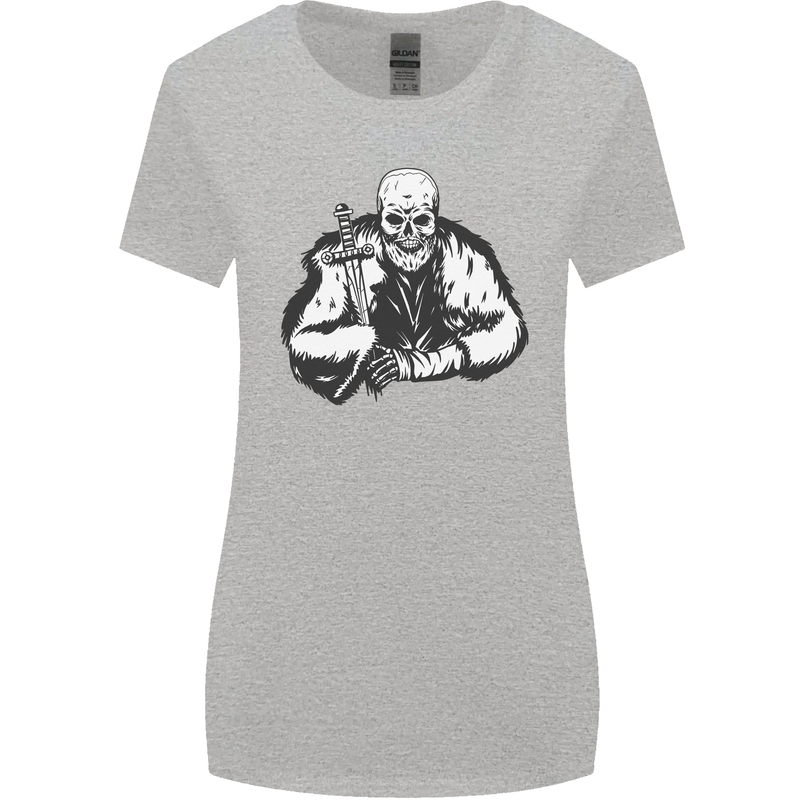 Viking Skull & Sword Thor Valhalla Womens Wider Cut T-Shirt Sports Grey