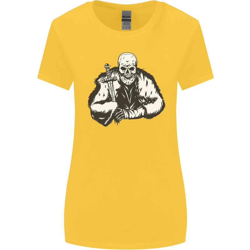 Viking Skull & Sword Thor Valhalla Womens Wider Cut T-Shirt Yellow