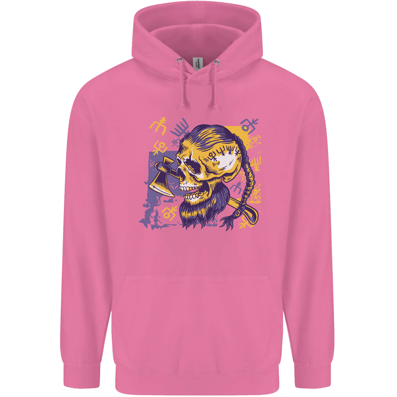 Viking Symbols Skull Childrens Kids Hoodie Azalea