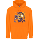 Viking Symbols Skull Childrens Kids Hoodie Orange