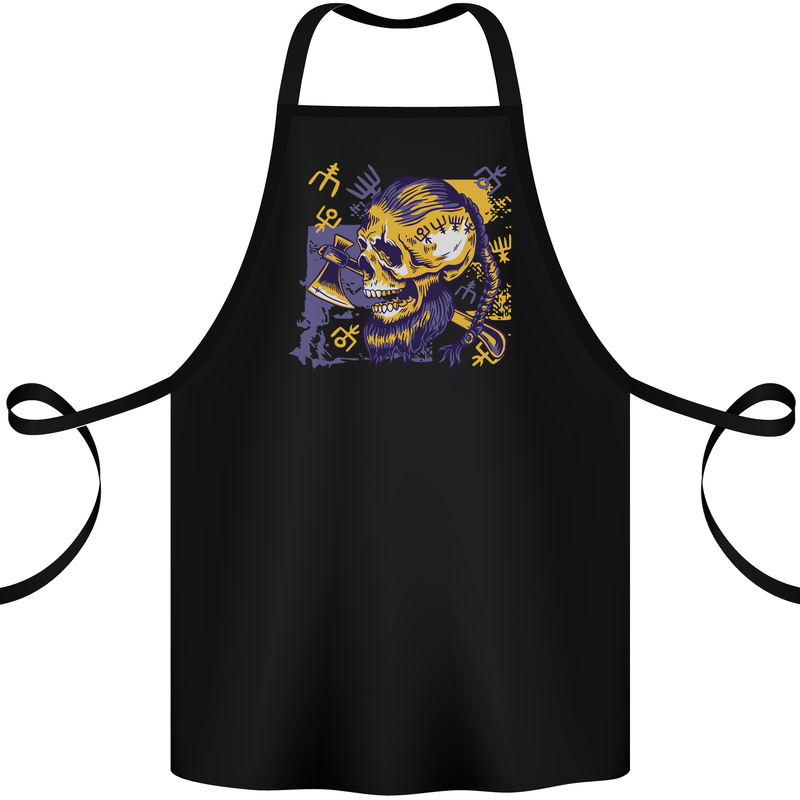 Viking Symbols Skull Cotton Apron 100% Organic Black