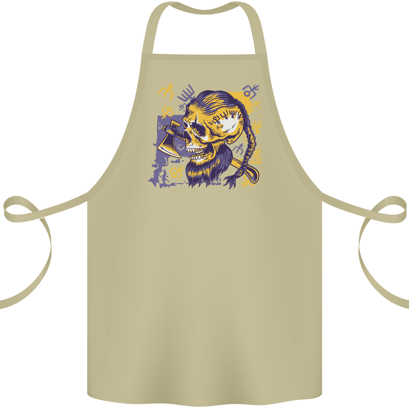 Viking Symbols Skull Cotton Apron 100% Organic Khaki