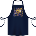 Viking Symbols Skull Cotton Apron 100% Organic Navy Blue