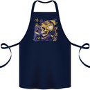 Viking Symbols Skull Cotton Apron 100% Organic Navy Blue