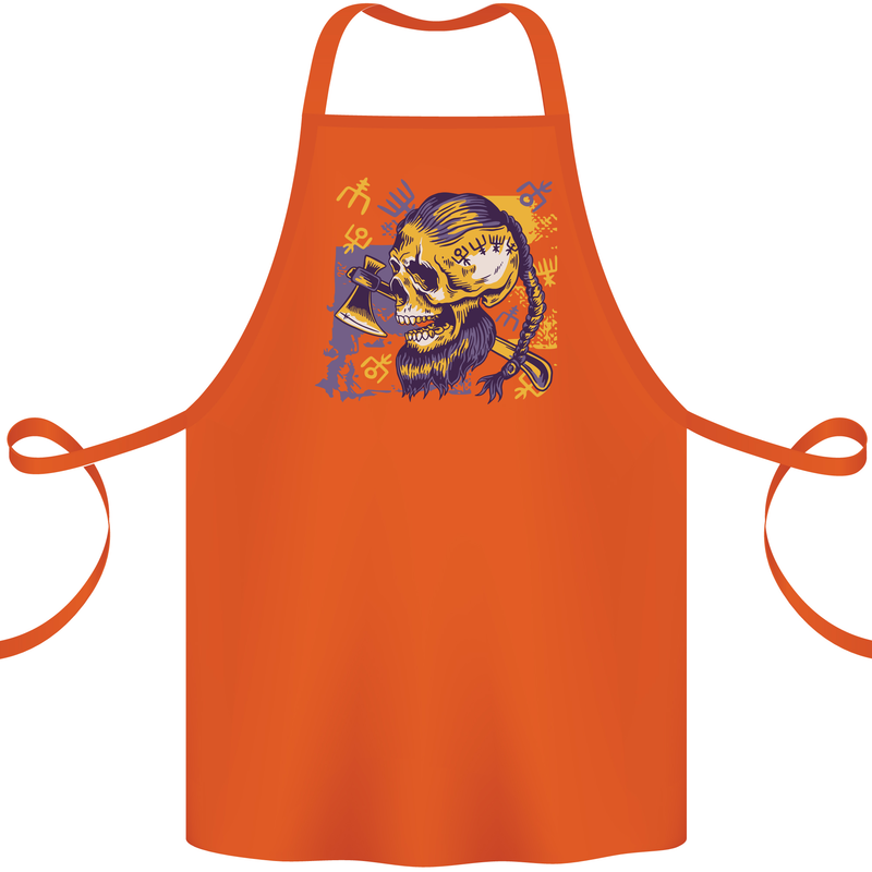 Viking Symbols Skull Cotton Apron 100% Organic Orange