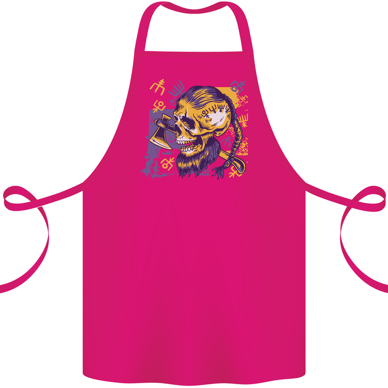 Viking Symbols Skull Cotton Apron 100% Organic Pink