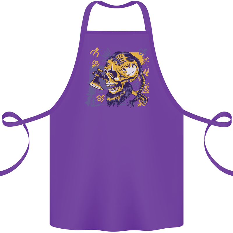 Viking Symbols Skull Cotton Apron 100% Organic Purple