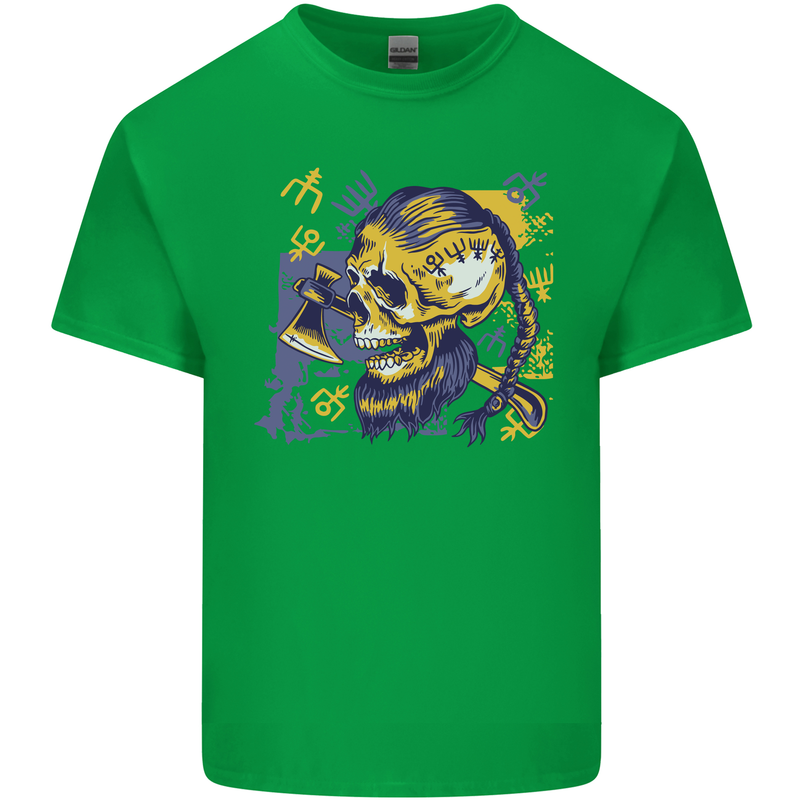 Viking Symbols Skull Kids T-Shirt Childrens Irish Green