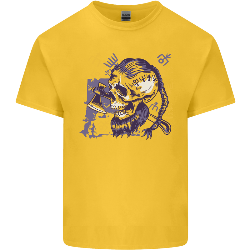 Viking Symbols Skull Kids T-Shirt Childrens Yellow