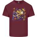 Viking Symbols Skull Mens Cotton T-Shirt Tee Top Maroon