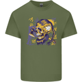 Viking Symbols Skull Mens Cotton T-Shirt Tee Top Military Green