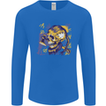 Viking Symbols Skull Mens Long Sleeve T-Shirt Royal Blue