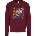 Viking Symbols Skull Mens Sweatshirt Jumper Maroon