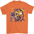 Viking Symbols Skull Mens T-Shirt 100% Cotton Orange