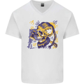 Viking Symbols Skull Mens V-Neck Cotton T-Shirt White