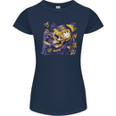 Viking Symbols Skull Womens Petite Cut T-Shirt Navy Blue