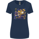 Viking Symbols Skull Womens Wider Cut T-Shirt Navy Blue
