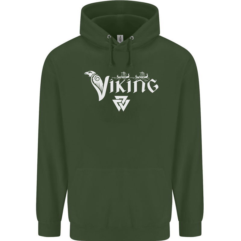 Viking Thor Odin Valhalla Norse Mythology Childrens Kids Hoodie Forest Green