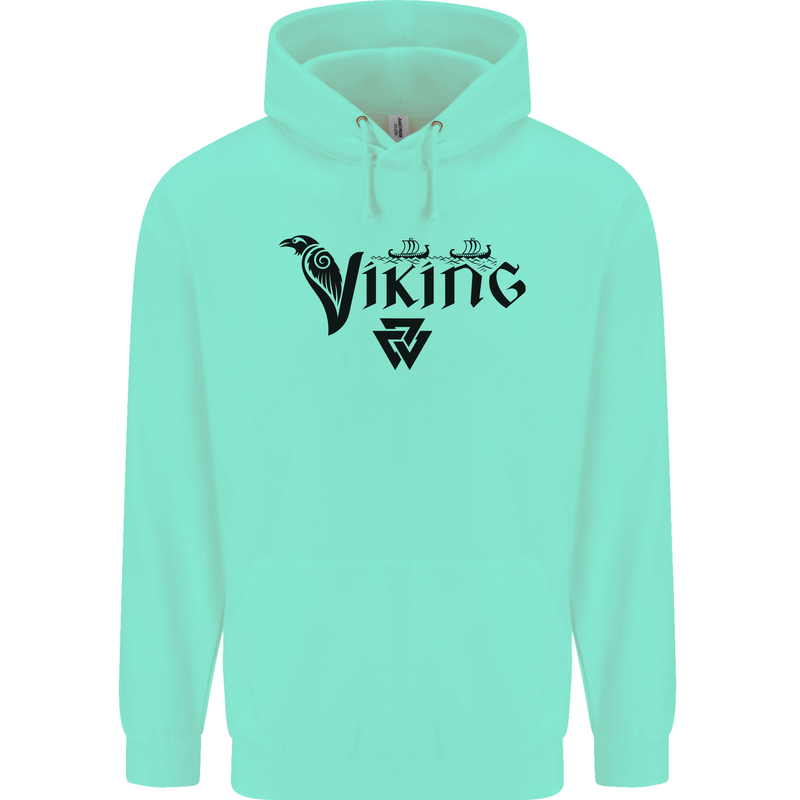 Viking Thor Odin Valhalla Norse Mythology Childrens Kids Hoodie Peppermint